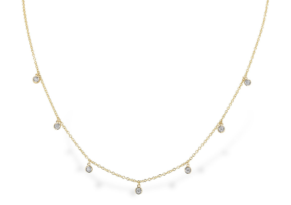 14K Yellow Gold Multi Drop Diamond Necklace (18 inches)