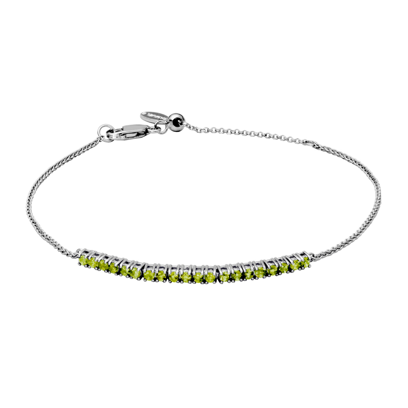 SS Peridot 2mm Adjustable "Dazzle" Bracelet