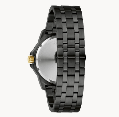 Gent's Black Tn Bulova "Marine Star" with Black Sunray Dial with Diamonds & Gold Accents