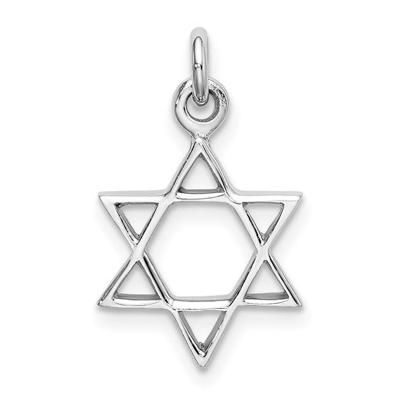 Sterling Silver Rhodium-plated Polished Star of David Pendant