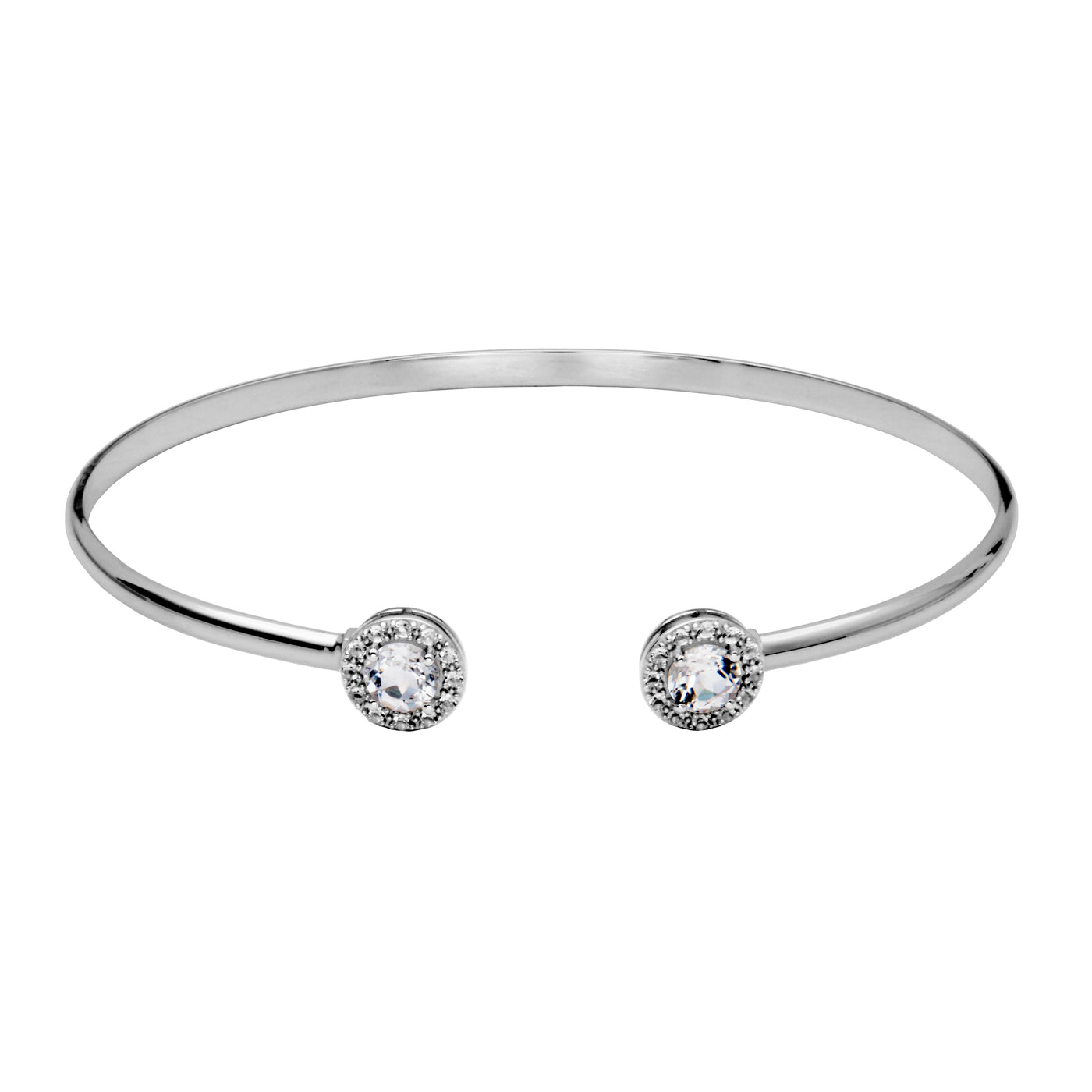 SS White Topaz & White Topaz Cuff Bracelet