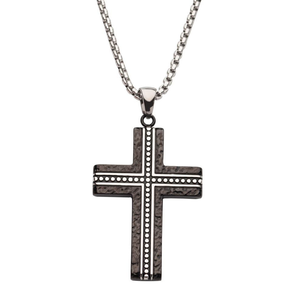 Stainless Steel Blacksmith Hammered Pendant with Box Chain