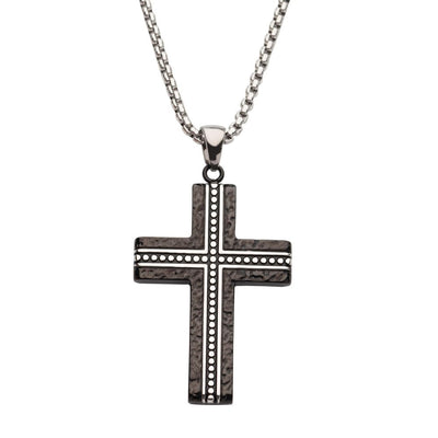 Stainless Steel Blacksmith Hammered Pendant with Box Chain