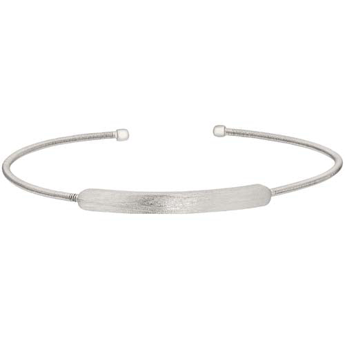 Rhodium Finish SS Cable Cuff Bracelet with Name Plate