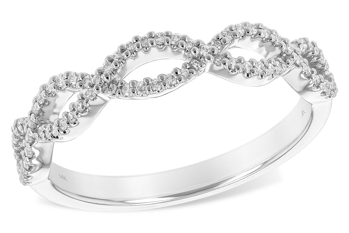 14K White Gold Braided Diamond Ring