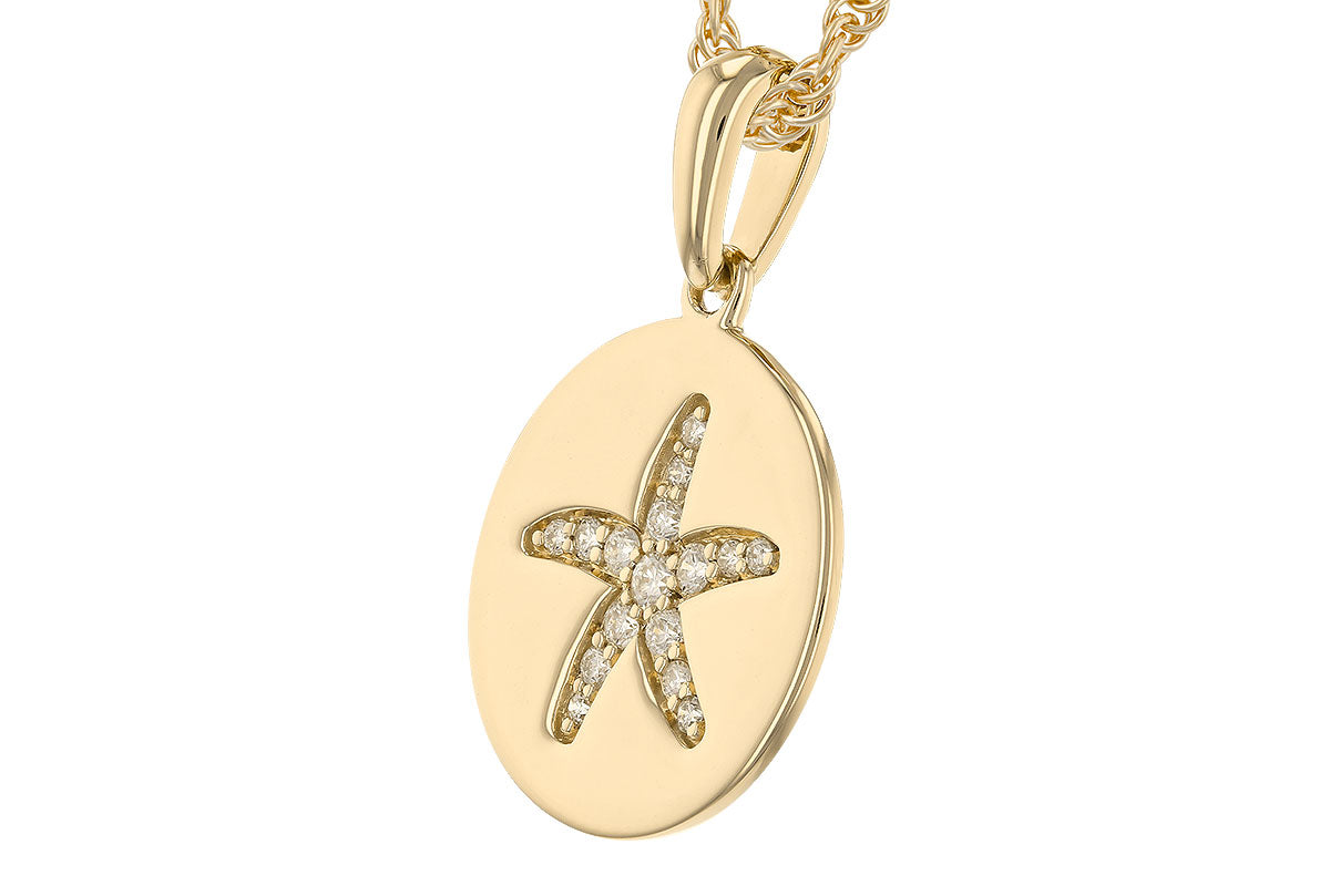 14K Yellow Gold Diamond Starfish Necklace (18 inches)