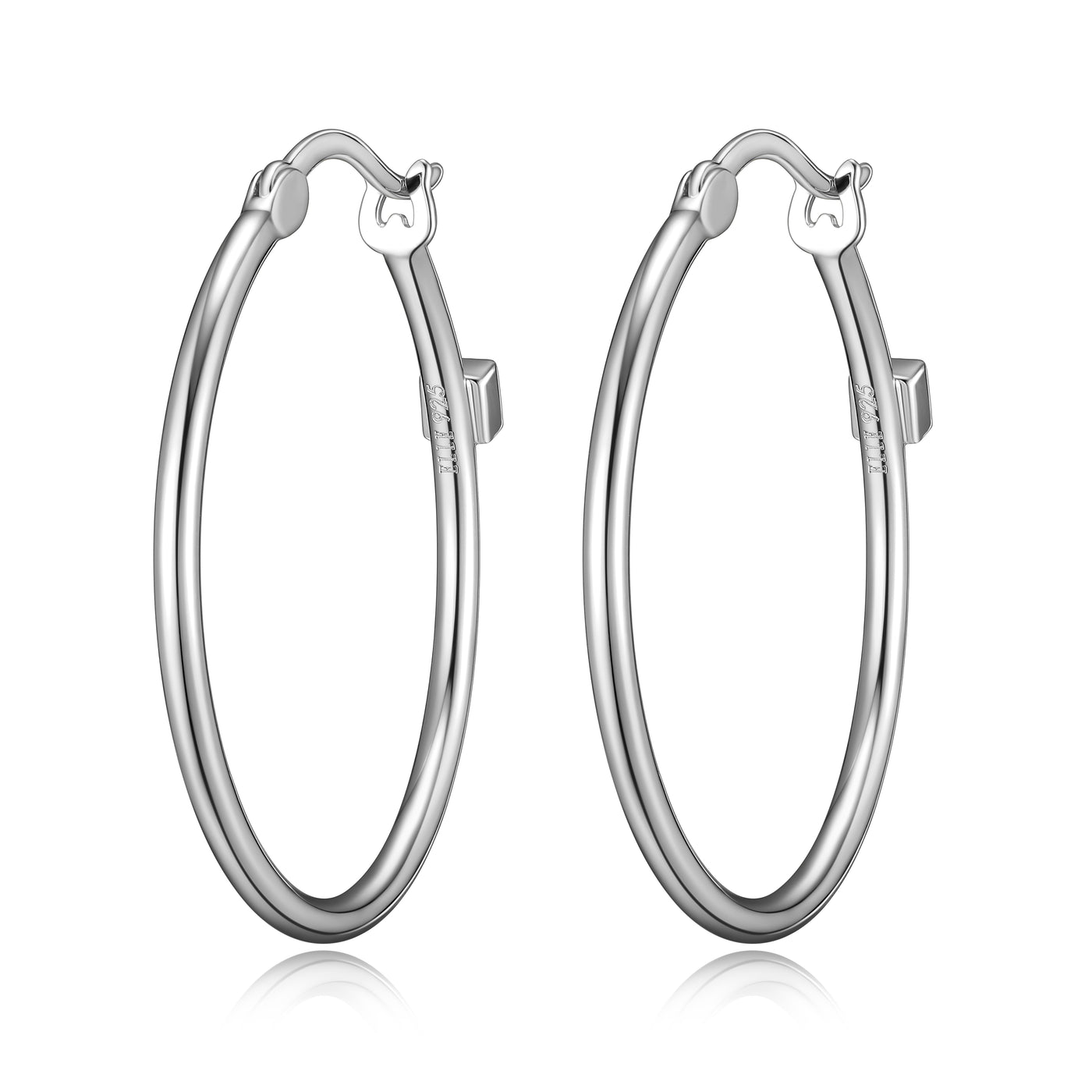 Rhodium Plated SS ELLE "Earrings Must Have" Hoops 30mm