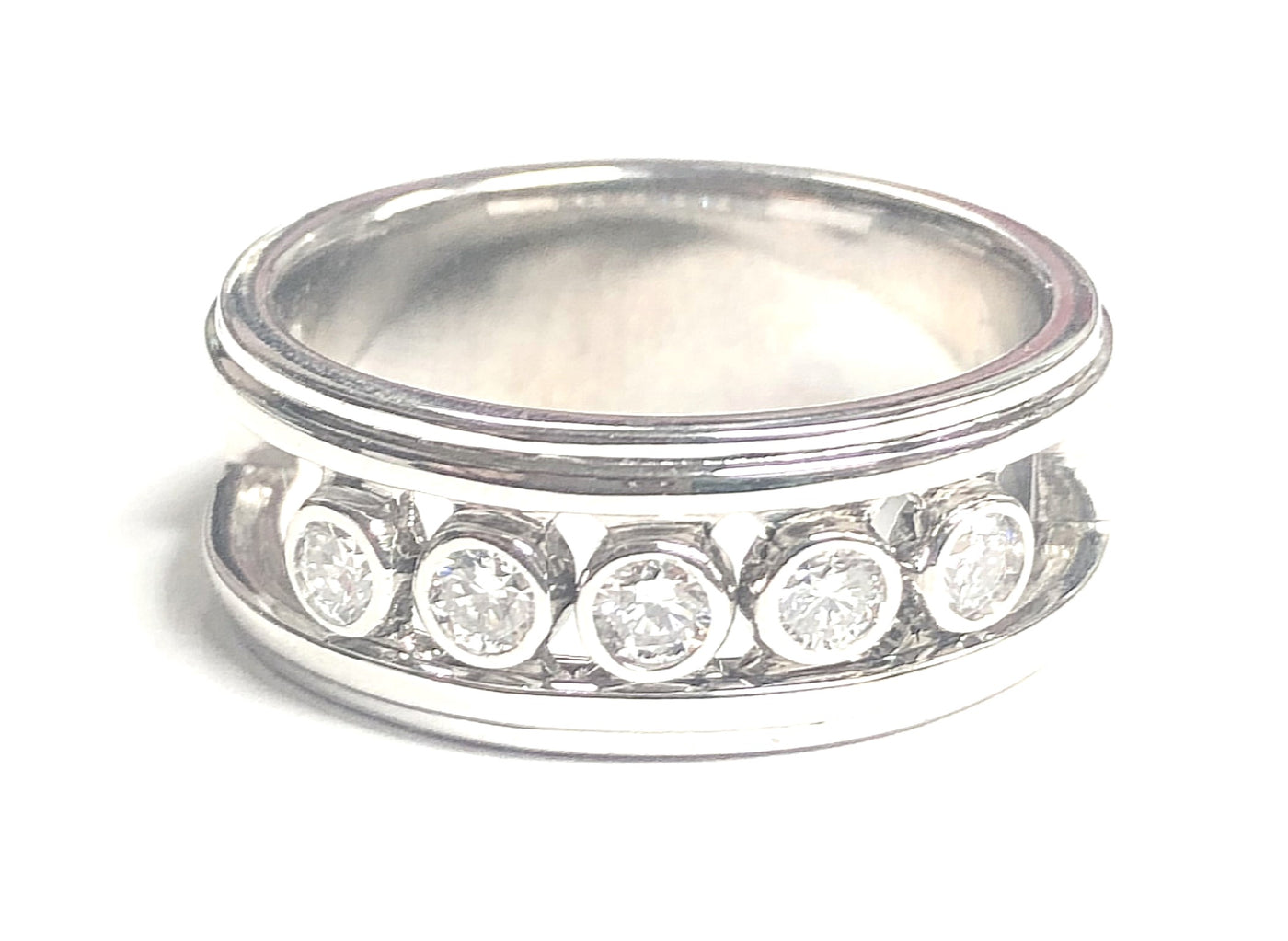 14K White Gold Gent's Sliding Lab-Grown Diamond Ring