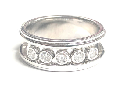 14K White Gold Gent's Sliding Lab-Grown Diamond Ring