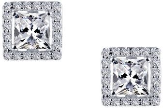 SS Lafonn LaSSaire PrinceSS-Cut Halo Earring Pair