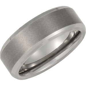 8.3mm Tungsten Satin/Polished Double Beveled Band Size 9