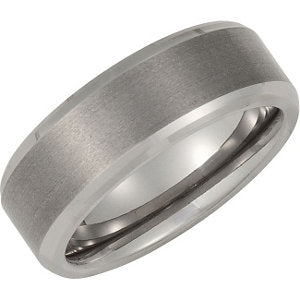 8.3mm Tungsten Satin/Polished Double Beveled Band Size 9
