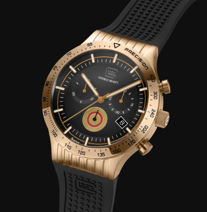 Gents Khaki Steel Glock Watch with Black Dial