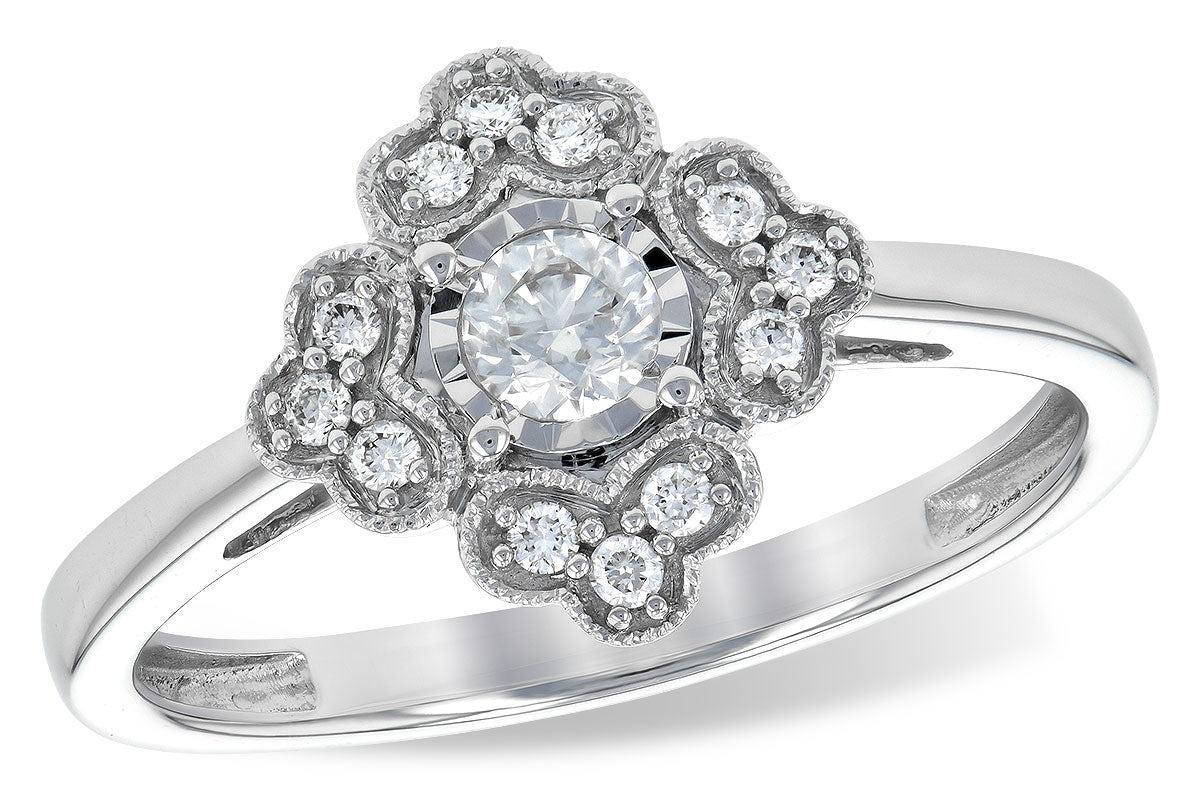 14K White Gold Diamond Quatrefoil Ring (Size 7)