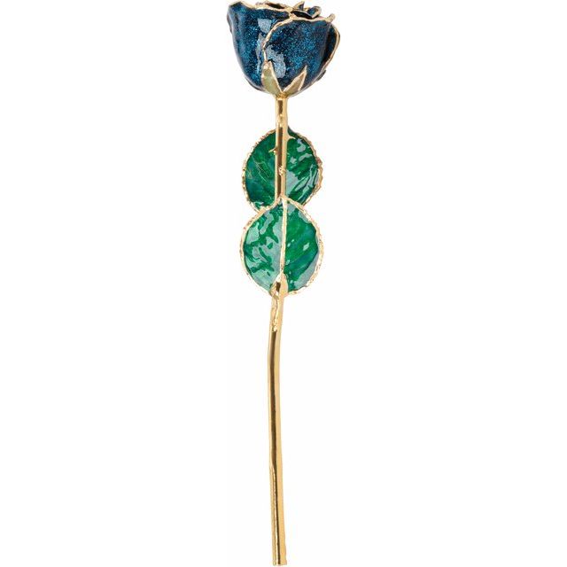 Lacquered Blue Sparkle Rose with 24K Gold Trim