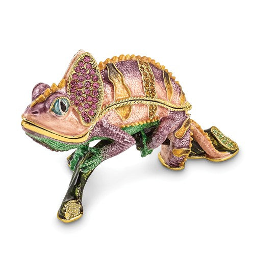 Bejeweled "Camille" Chameleon Trinket Box with Matching Necklace