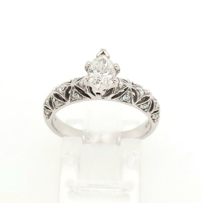 14K White Gold 0.95ctTW Marquise Diamond Engagement Ring