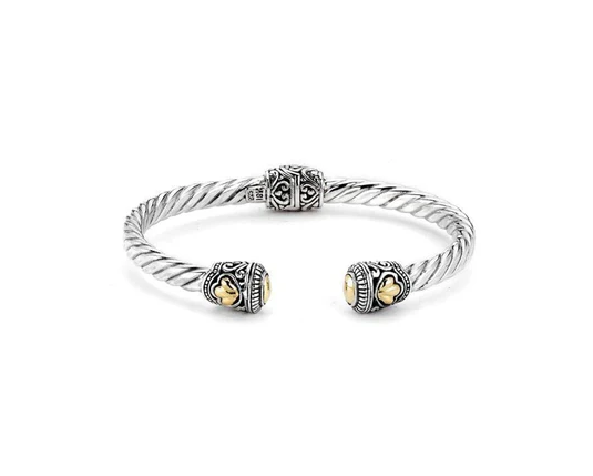 SS & 18K Yellow Gold Twisted Hinged "Corina Bangle"