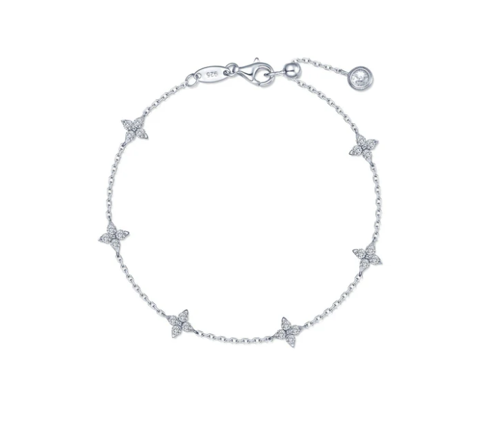 Lafonn Sterling Silver Bonded with Platinum Trillium Station Bracelet