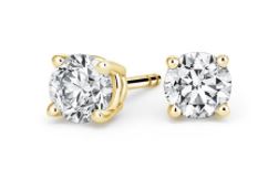 SS Gold Plated 4mm Radiance CZ 0.50ctTW Earring Pair with friction posts & backs
