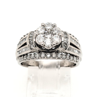 10KW 1.13ctTW approx. Diamond Cluster Engagement Ring