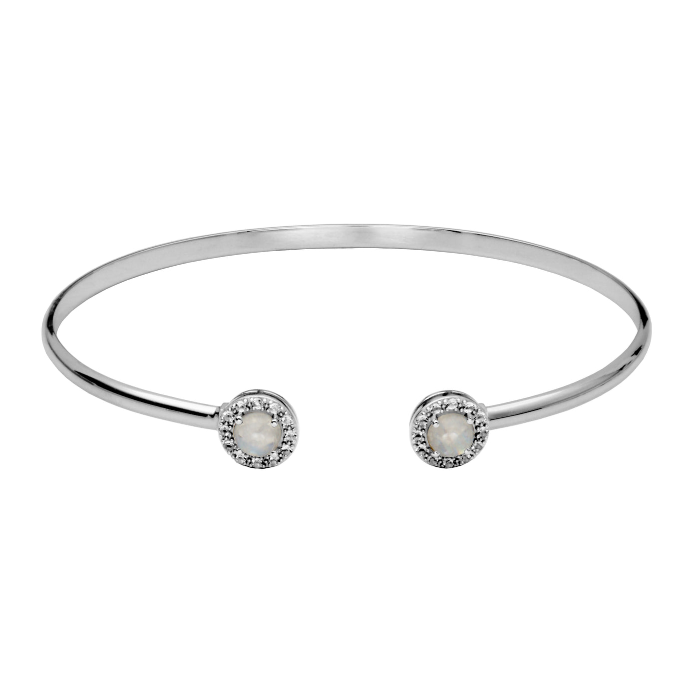 SS Blue Rainbow Moonstone & White Topaz "Dazzle" Cuff Bracelet