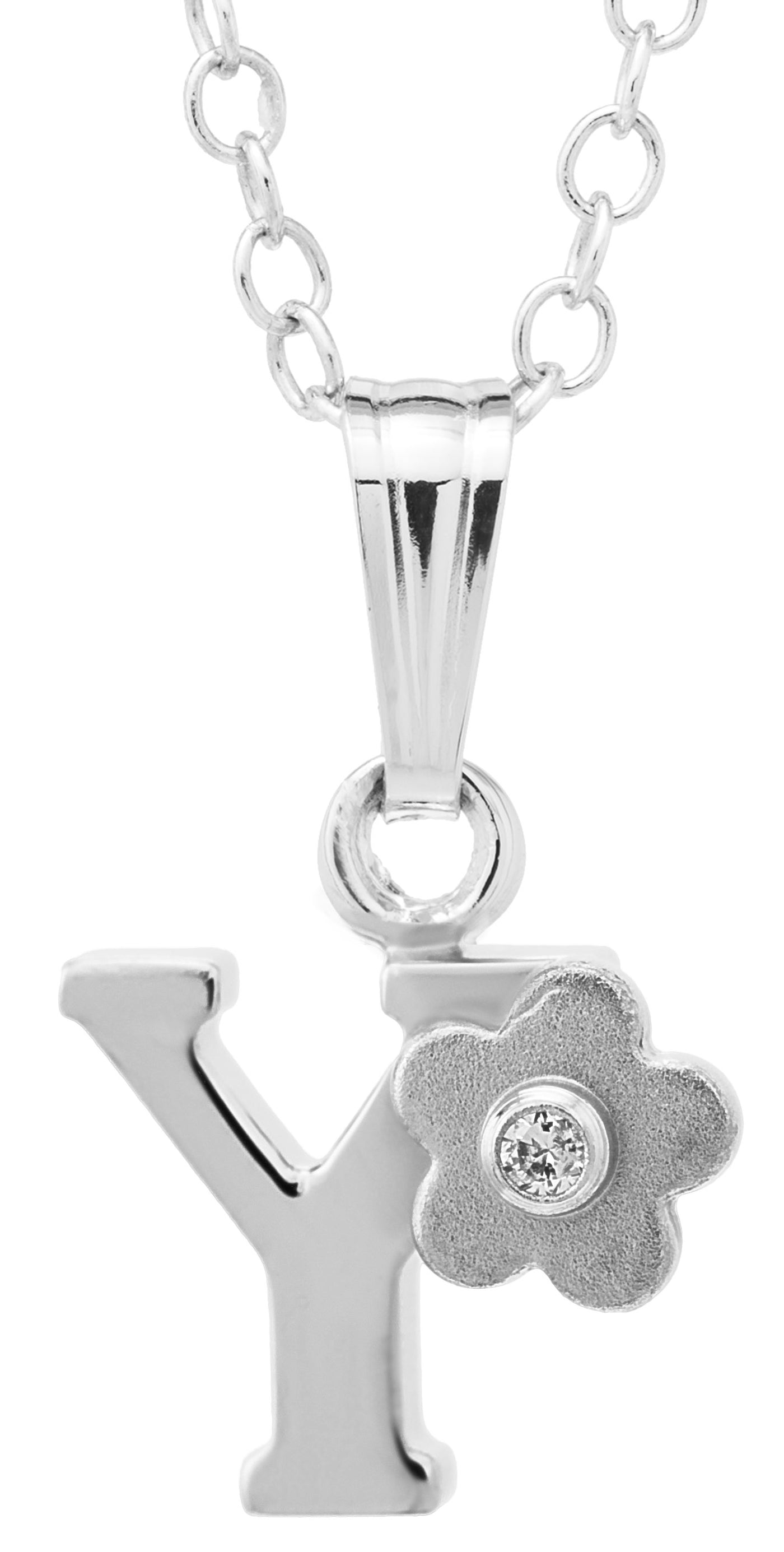 Silver Initial Y Pendant with Diamond