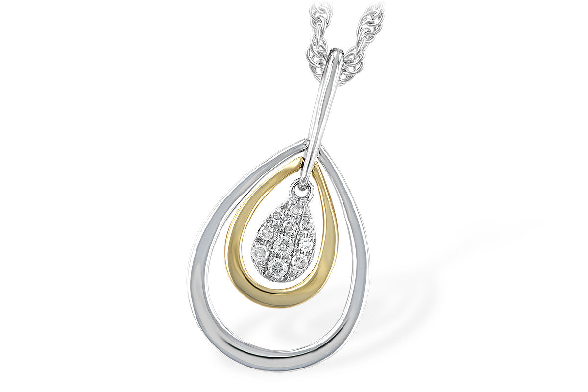 14K Two-Tone Gold Pear Shape Diamond Dangle Necklace