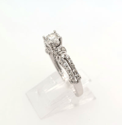 14K White Gold 0.60ctTW Round Diamond Engagement Ring H-I/SI2-I1 Size:7.50 Gram Weight:3.5g