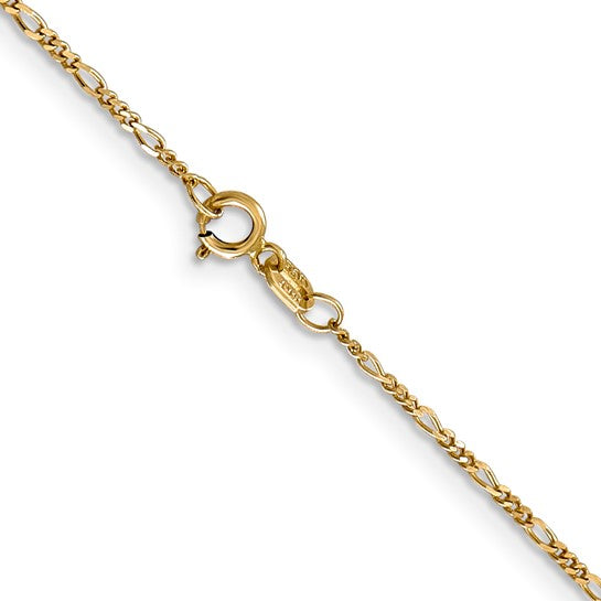 14KY 1.25mm Flat Figaro Chain with Spring Ring Clasp