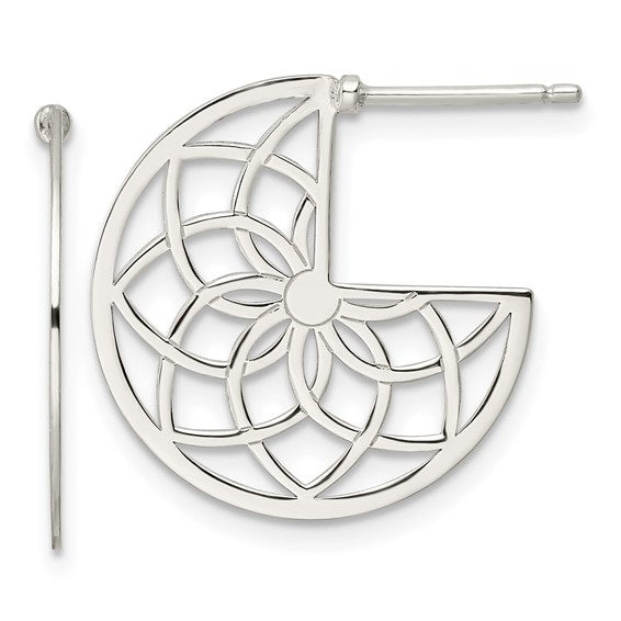 SS Floral Filigree Post Earring Pair