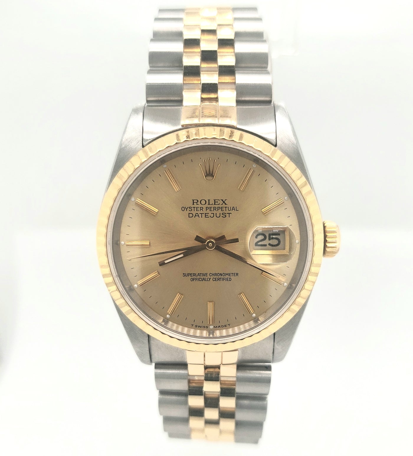 Gent's 18K Gold & Stainless Pre-owned Rolex Datejust with Champagne Dial, Circa 2001