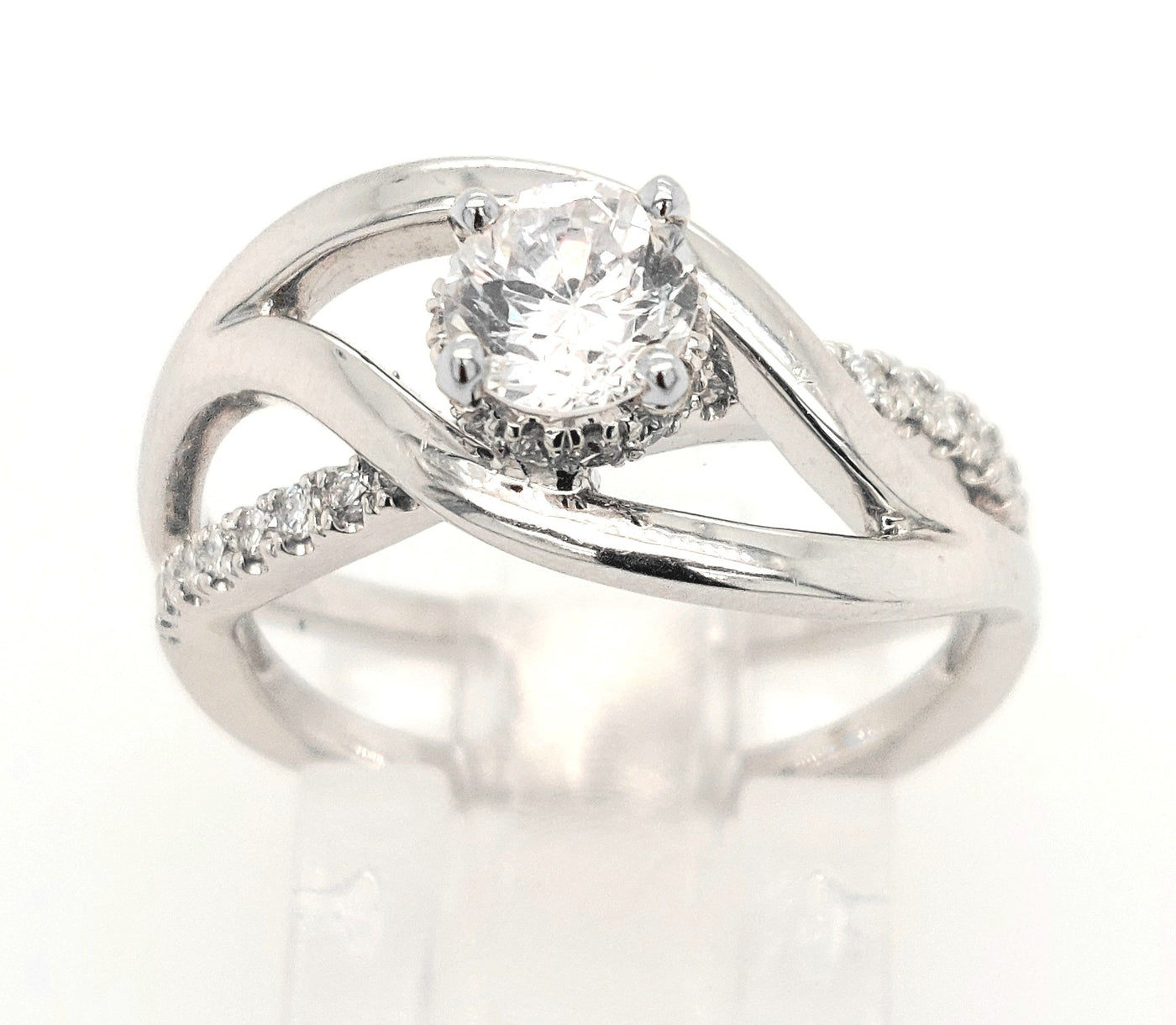 18K White Gold Asymmerical Split Shank Diamond Semi-Mount