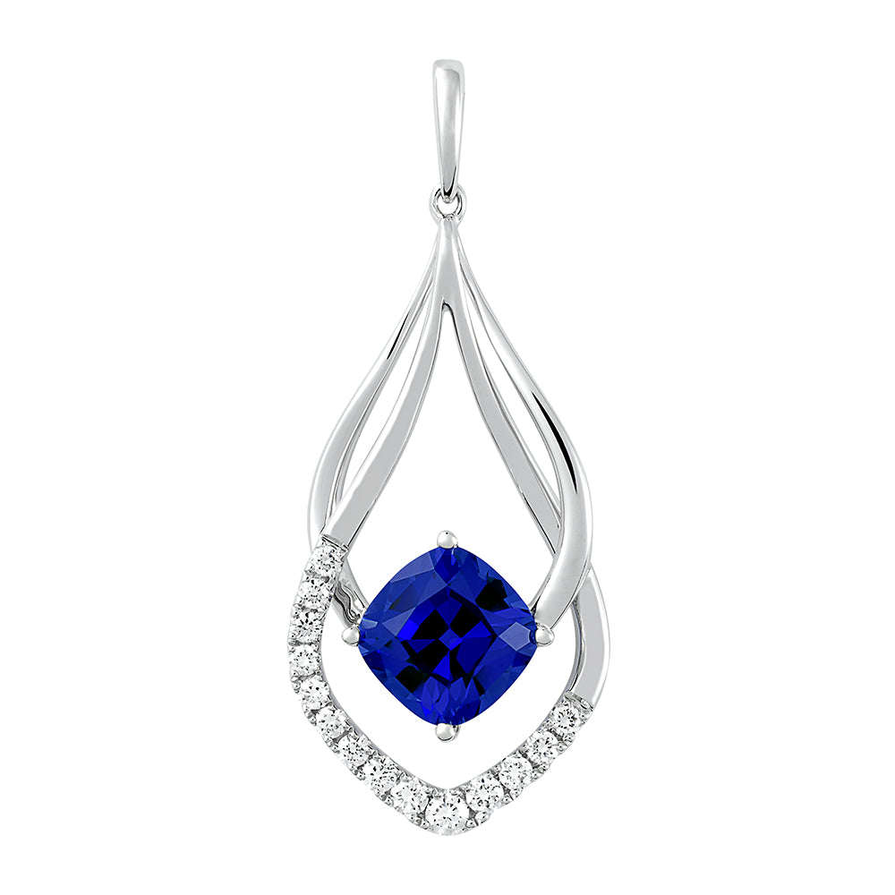 14KW Chatham Century-Cut Blue Sapphire Pendant