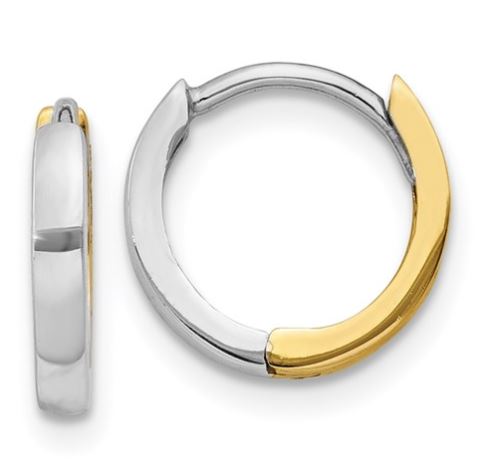 14k Two-Tone Gold Hoop Earring Pair