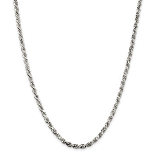 Sterling Silver 3.5mm Diamond-Cut Rope Chain 24in