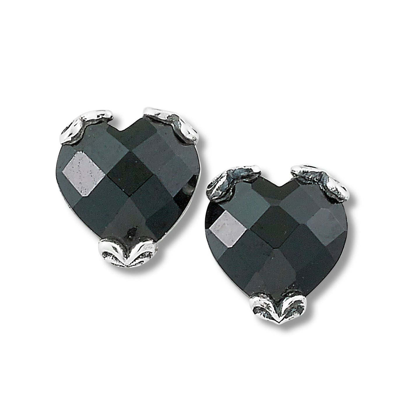 SS 7mm Heart Black Spinel Studs