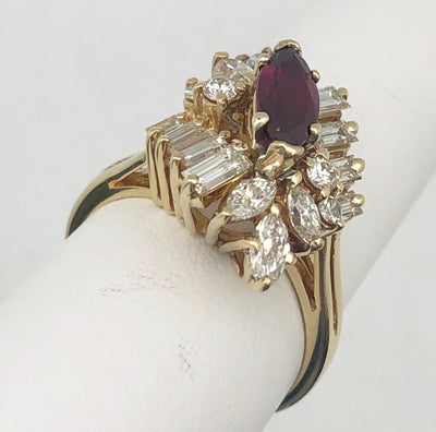 14KY Marquise Ruby & Diamond Ring