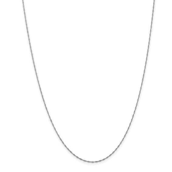 14K White Gold 1mm Singapore Chain 16in