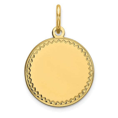 14K Yellow Gold Plain .009 Gauge Engravable Round Disc Charm