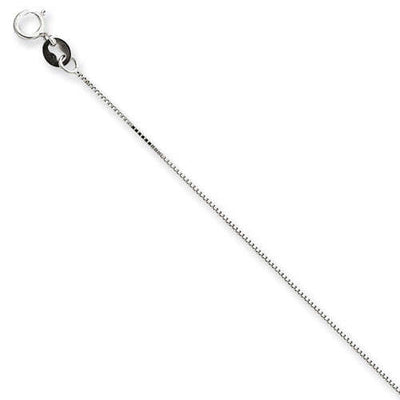 14K White Gold 0.5mm Carded Box Chain