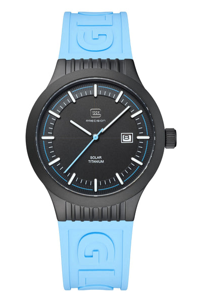 Mid-size Black Titanium Glock Watch with Black Dial and Blue Dial Accents