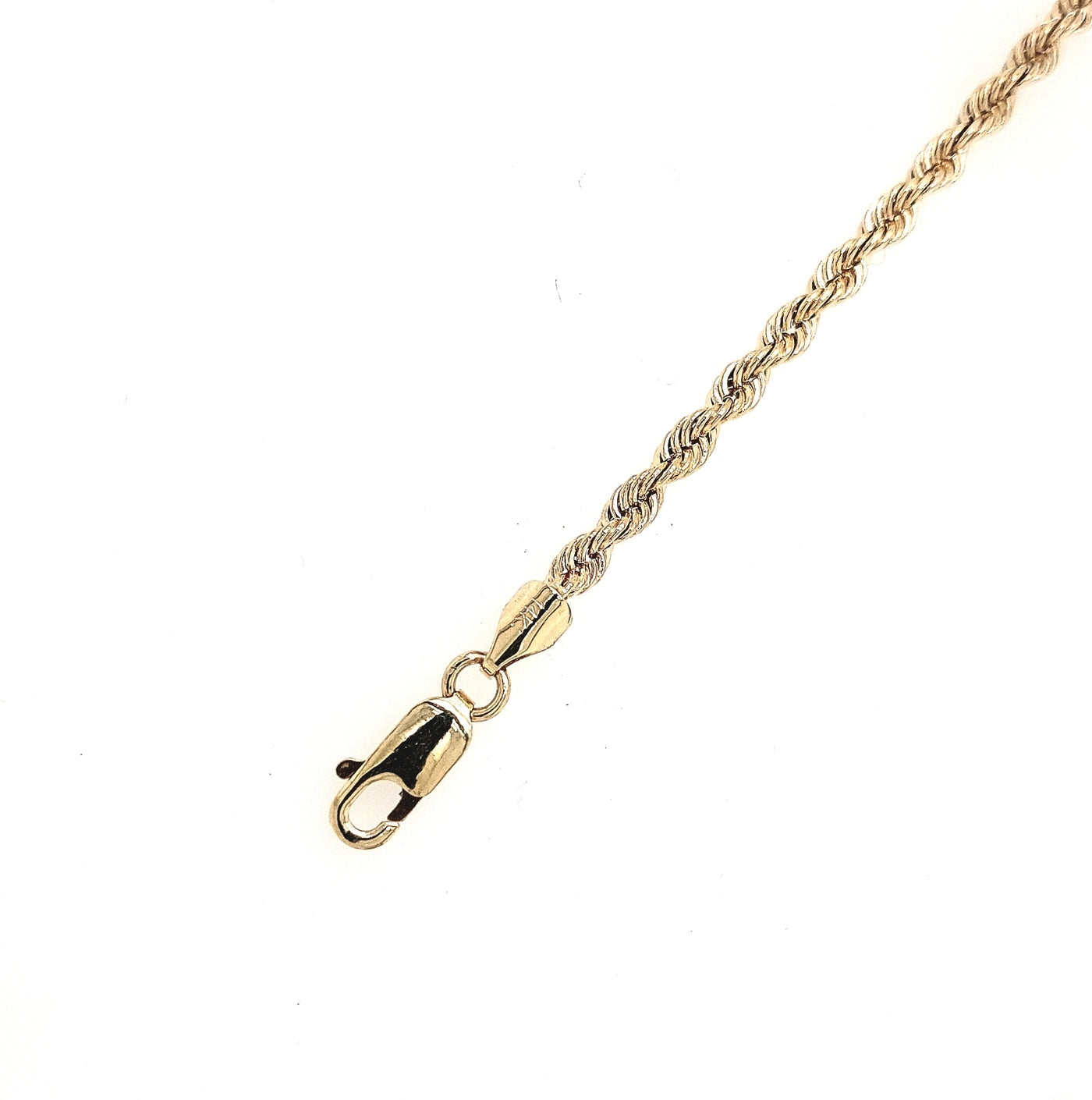 14KY 3.0mm Rope Bracelet with Lobster Claw Clasp (7.75 inches)