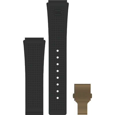 Glock Silicone Watch Strap: Black RTF with Copper Tone Clasp 24mm
