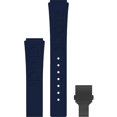 Glock Silicone Watch Strap: Blue Glock Logo with Black Clasp 24mm