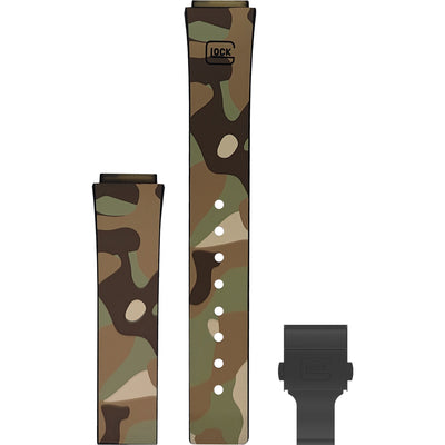 Glock Silicone Watch Strap: Desert Camouflage with Black Clasp 24mm