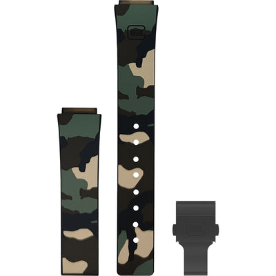 Glock Silicone Watch Strap: Forest Camouflage with Black Clasp 22mm