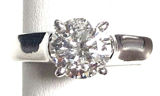 14K White Gold Platinum Solitaire Diamond Engagement Ring