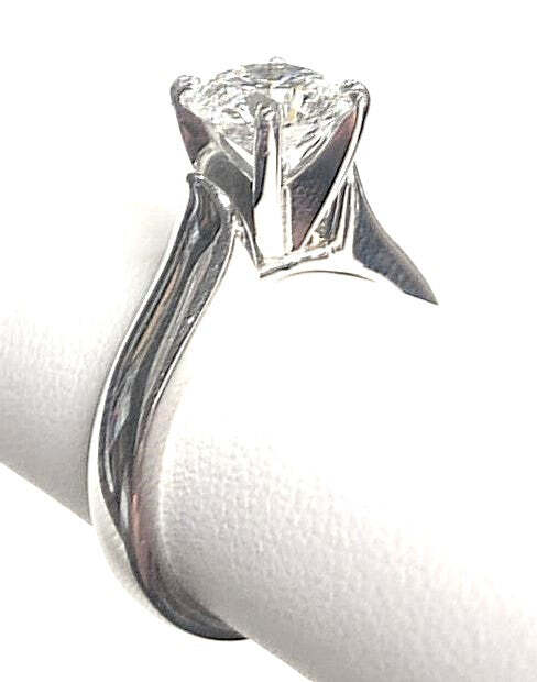 14K White Gold Platinum Solitaire Diamond Engagement Ring