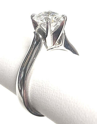 14K White Gold Platinum Solitaire Diamond Engagement Ring